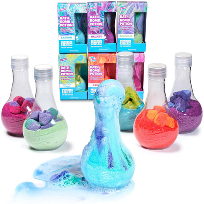 Tub Works® Kids Bath Bomb Potion™ Bath Toy, Variety 6 Pack | Nontoxic | Fizzes, Foams & Bubbles with an Eruption of Color | Interactive Bath Bombs | Fun Science Toddler Bath Toys